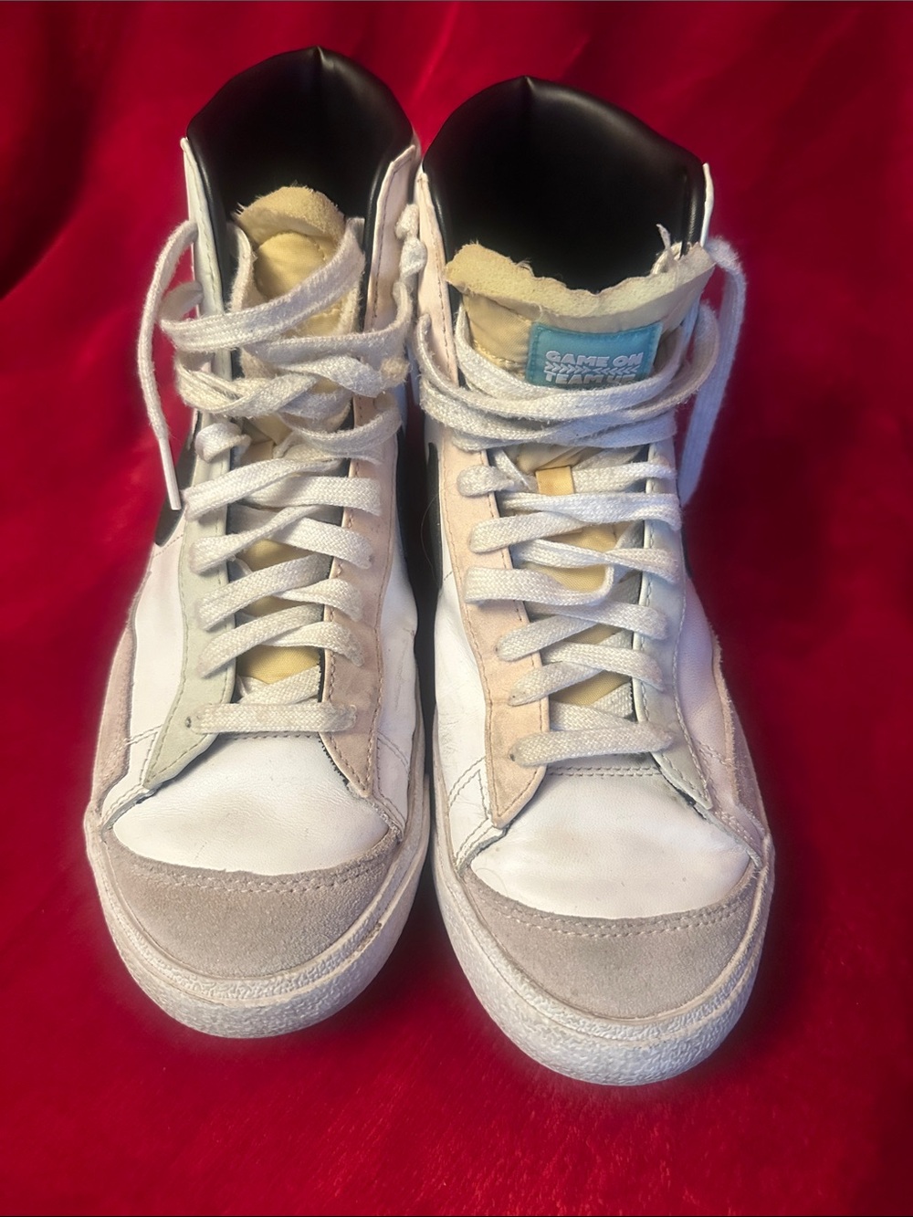 Nike Blazers High-Top Sneakers White with Black Swoosh - Picture 4 of 7